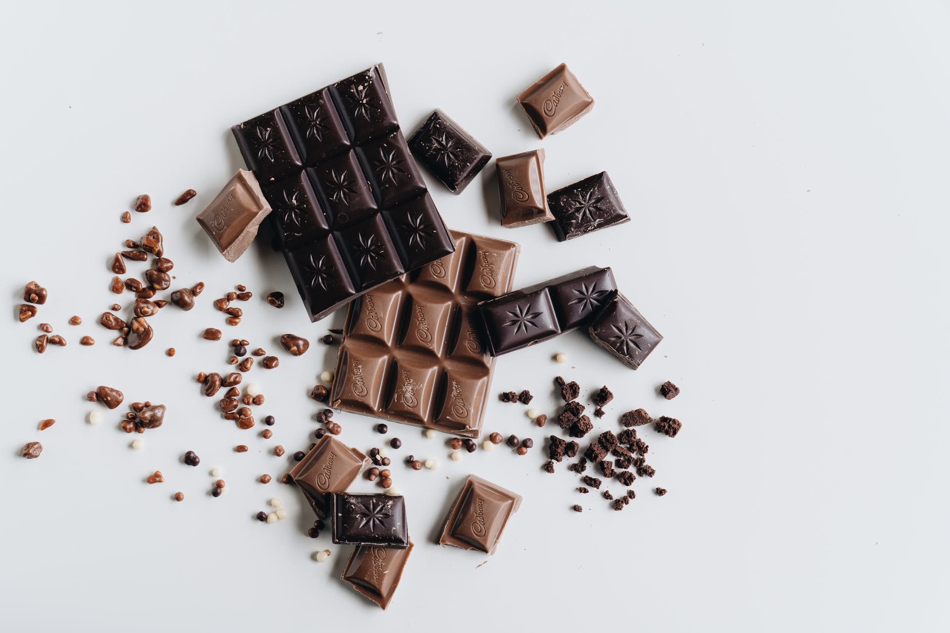 brown chocolate bars in a white background